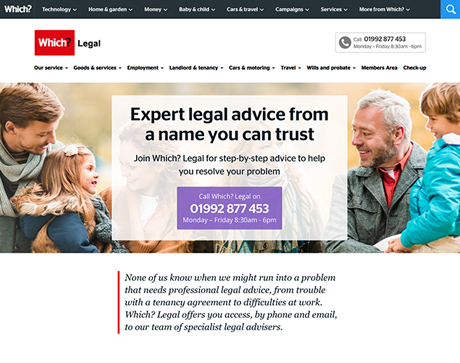 Which? Legal landing page design